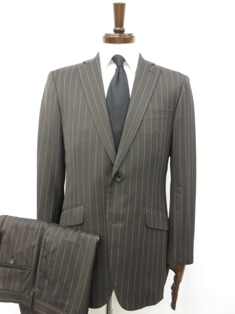 美品【RICHARD JAMES リチャードジェームス】ウール シングル2ボタン スーツ (メンズ) size36S ブラウン系 ストライプ柄 ◯32RMS0633◯ 【中古】