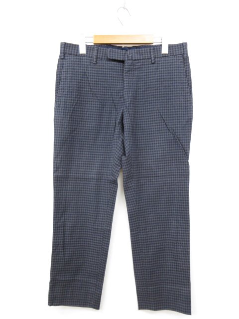 極美品【インコテックス INCOTEX】313X0 ギンガムチェック柄 コットンパンツ (メンズ) size48 グレージュ系×ネイビー系 ◯33MPA2800◯【中古】