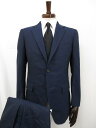 【麻布テーラー azabu tailor】 ウール100% シングル2B スーツ (メンズ) size044A/079 ネイビー ナチュラルな織柄 ◯32RMS...