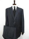 美品【オーダースーツ】大きいサイズ シングル2ボタン スーツ (メンズ) size56相当 チャコールグレー系 ストライプ織柄 ◯32RMS0854◯【中古】