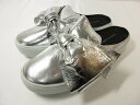 超美品 【REBECCA MINKOFF レベッカミンコフ】 レザー リボン装飾 サンダル 婦人靴 (レディース) size6.5M シルバー系 ◯30LZ48...