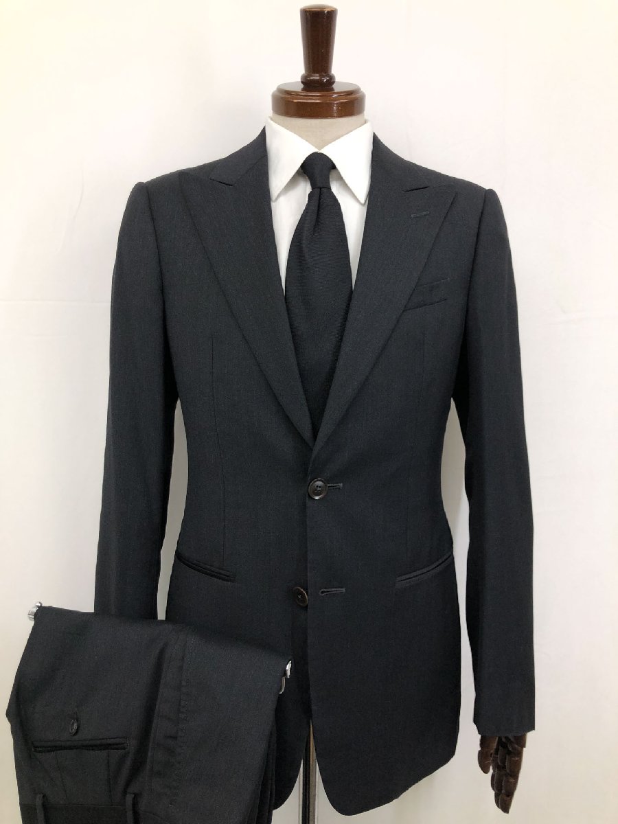 【アルマーニコレツィオーニ ARMANI COLLEZIONI】シングル2ボタン スーツ (メンズ) size44R チャコールグレー系 伊製 ◯17RMS0957◯【中古】