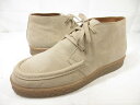 極美品 【ラルディーニ LARDINI】 スエードレザー Uチップ チャッカブーツ 紳士靴 (メンズ) size42 ライトベージュ系 ◯30MZA7321◯【...