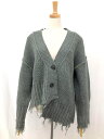 未使用【アウラアイラ AULA AILA】 変形デザイン フリンジ Vネック ニットカーディガン (レディース) size0 灰系 1234-09003 ◯33...
