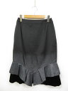 超美品【TAE ASHIDA タエアシダ】裾ベロア切替 グラデーション タイトスカート (レディース) size9 ブラック×グレー系 ◯17LF3828◯【中...