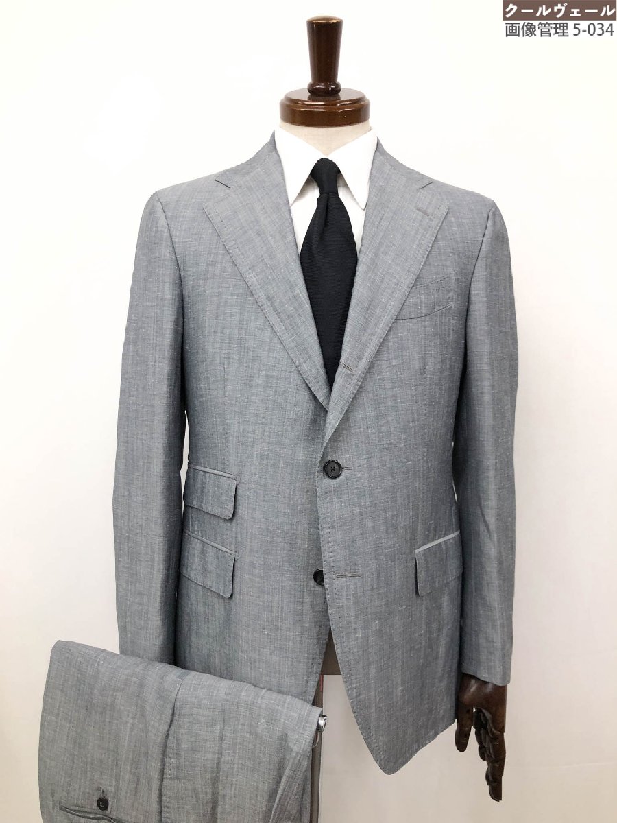 超美品【TITO ALLEGRETTO ティトアレグレット】 シャンブレー調生地 3B段返りスーツ (メンズ) size46 灰 TA-11-013-202 伊製 ◯33RMS1142◯ 【中古】