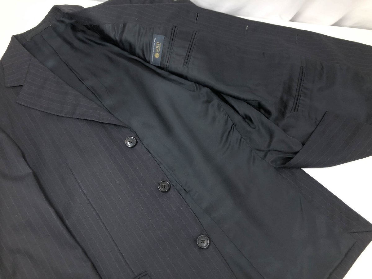 【エルメネジルドゼニア Ermenegildo Zegna】 2142S9 15milmil スミズーラ 3Bスーツ (メンズ) size44 ブラック ストライプ柄 ◯33RMS1289【中古】