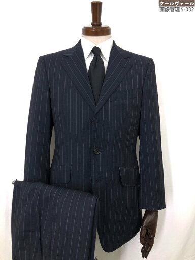 美品【ポールスミスロンドン Paul Smith LONDON】 グアベロ生地 Super120's 3Bスーツ (メンズ) sizeM 紺系 ストライプ柄 ◯33RMS1514【中古】 美品【ポールスミスロンドン Paul Smith LONDON】 グアベロ生地 Super120's 3Bスーツ (メンズ) sizeM 紺系 ストライプ柄 ◯33RMS1514【中古】