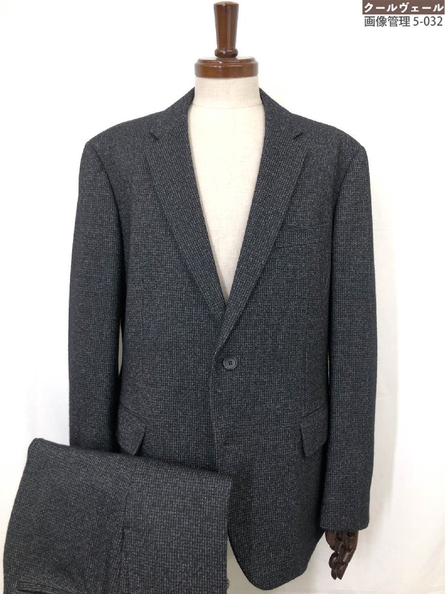 極美品【CK Calvin Klein シーケーカルバンクライン】2B セットアップスーツ (メンズ) 3L/34L ダークグレー ナチュラルな織柄 ◯32RMS1523 【中古】