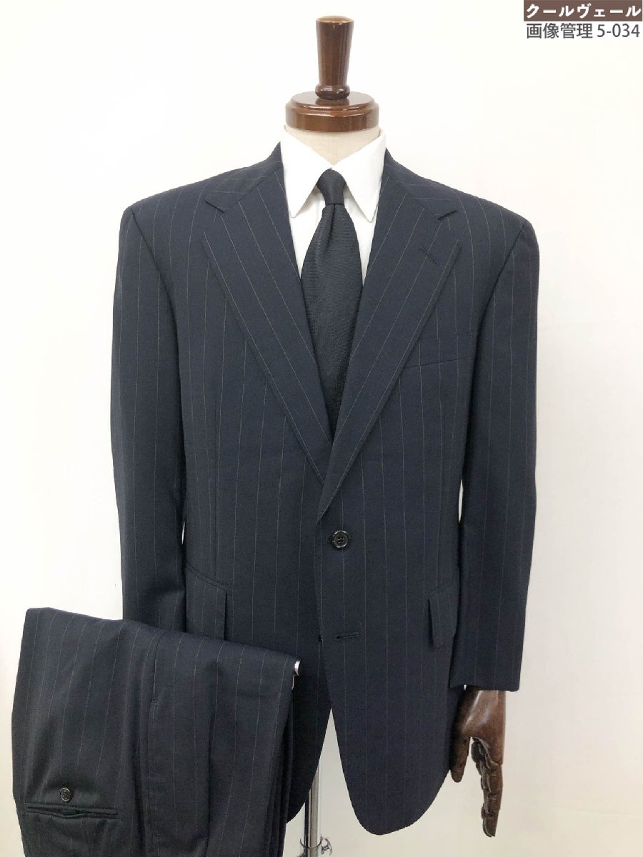 美品【ポロラルフローレン POLO Ralph Lauren】 シングル2Bスーツ (メンズ) sizeAB4 暗めのネイビー系 ストライプ織柄 ◯33RMS1447【中古】