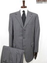 美品【ブリオーニ Brioni】 PALATINO Super180′s 3ボタンスーツ (メンズ) size52R ライトグレー ストライプ柄 イタリア製 ◯33RMS1606○ 【中古】