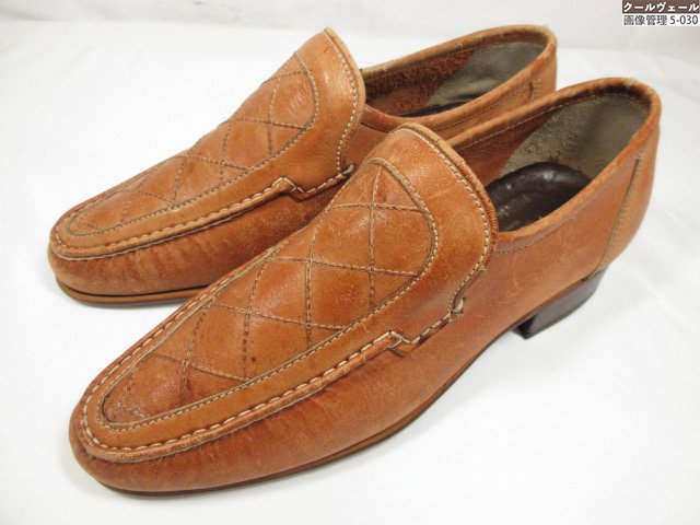 【ROBLEE】 レザー Uチップ スリッポン ローファー シューズ 紳士靴 (メンズ) size8.5M ライトブラウン系 ◇30MZA7714◇【中古】