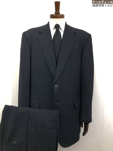【トロージャン TROJAN】 ゼニア生地 シングル2ボタンオーダースーツ (メンズ) size50~52相当 ブラック ストライプ柄 ◇33RMS1686◇ 【中古】 【トロージャン TROJAN】 ゼニア生地 シングル2ボタンオーダースーツ (メンズ) size50~52相当 ブラック ストライプ柄 ◇33RMS1686◇ 【中古】