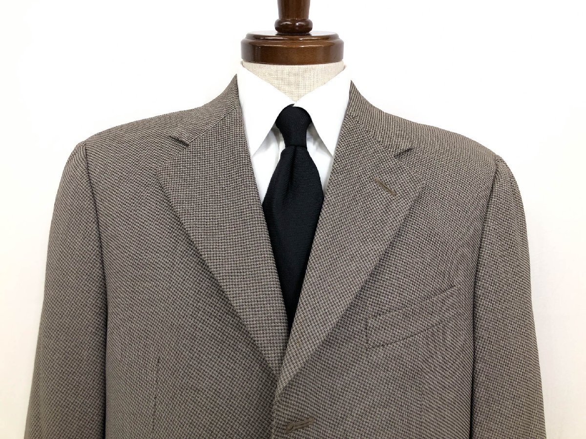 美品【アルマーニコレツィオーニ ARMANI COLLEZIONI】 2B83EM 3ボタンスーツ (メンズ) size50R ブラウン×グレー系 千鳥柄 ◇33RMS1693◇【中古】