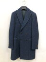 超美品【ラルディーニ LARDINI】JD23183AQ ブートニエール 肉厚 最高級ダブルボタンチェスタコート (メンズ) 46REG 紺 伊製◇17MW39...