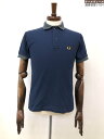 超美品【FRED PERRY フレッドペリー】 ロゴ刺繍 切替 半袖ポロシャツ (メンズ) sizeS ネイビー×グレー FZ1440 ◇33MT6189◇【中...