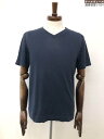 美品【Cruciani クルチアーニ】 Vネック 薄手 半袖Tシャツ (メンズ) size46 暗めのネイビー系 イタリア製 CU2112 ◇33MT6177◇...