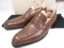 未使用 【スピーゴラ SPIGOLA】 ビスポーク クロコダイルレザー コインローファー 靴 (メンズ) size26.5〜27相当 ブラウン系 ◇30MZA7...