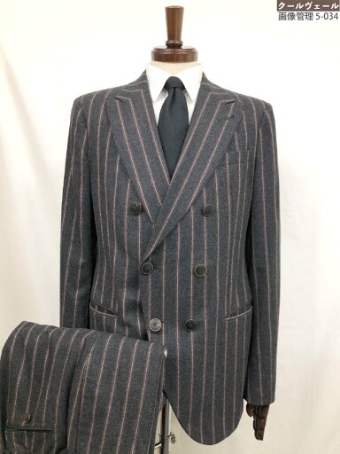 超美品【ジョルジオアルマーニ】 CAMBRIDGE ストライプ柄 ダブル6ボタンスーツ (メンズ) size52 グレー系 伊製 MSGH3A MS122 ◇33RMS2216◇ 【中古】 超美品【ジョルジオアルマーニ】 CAMBRIDGE ストライプ柄 ダブル6ボタンスーツ (メンズ) size52 グレー系 伊製 MSGH3A MS122 ◇33RMS2216◇ 【中古】