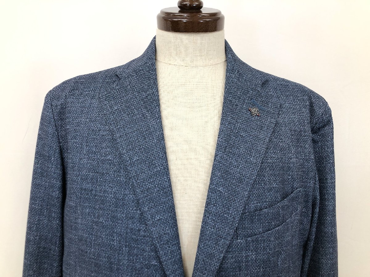 極美品【G-stage ジーステージ】540203 シングル2ボタン 織柄 薄手 アンコンジャケット (メンズ) size50 ネイビー系 ◇17MB4901◇【中古】