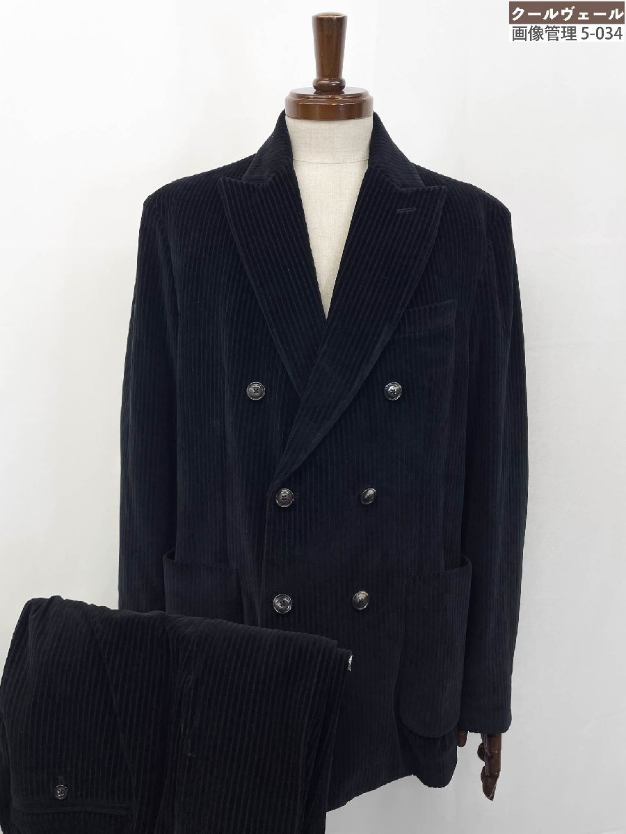 美品【CIRCOLO 1901 チルコロ1901】 太うねコーデュロイ生地 ダブル6B セットアップスーツ (メンズ) size54 ブラック CN3616 ◇33RMS2722◇【中古】