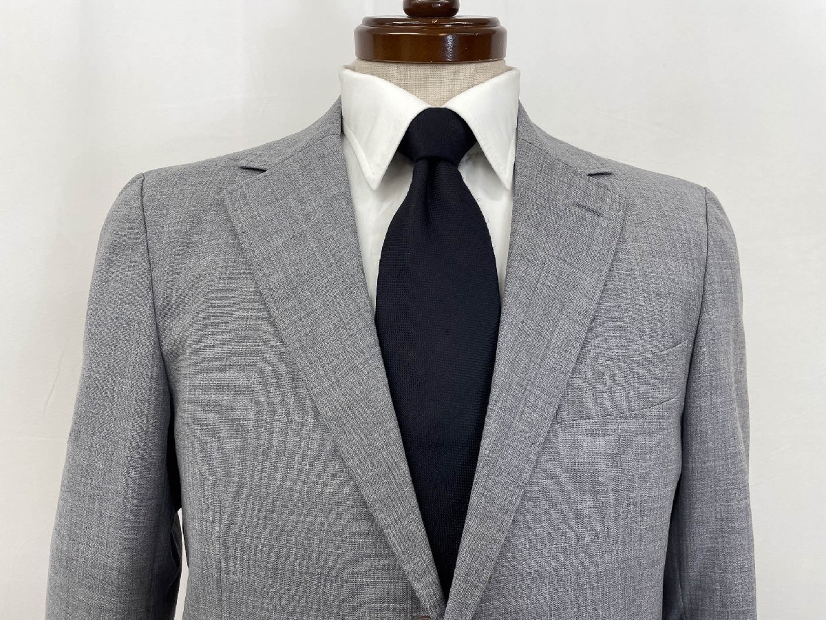 超美品【銀座グローバルスタイル】 ウール100％ シングル3ボタンスーツ (メンズ) size44相当 グレー系 織柄 1166064 CK ◇33RMS2723◇　【中古】