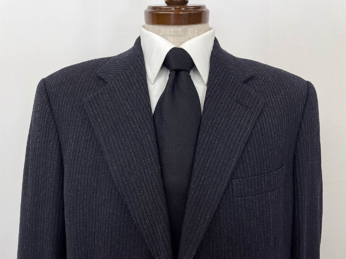 超美品【ジョルジオアルマーニ GIORGIO ARMANI】703315 3B段返り ストライプ スーツ (メンズ) 52REG ネイビー系 イタリア製◇35RMS2710◇【中古】