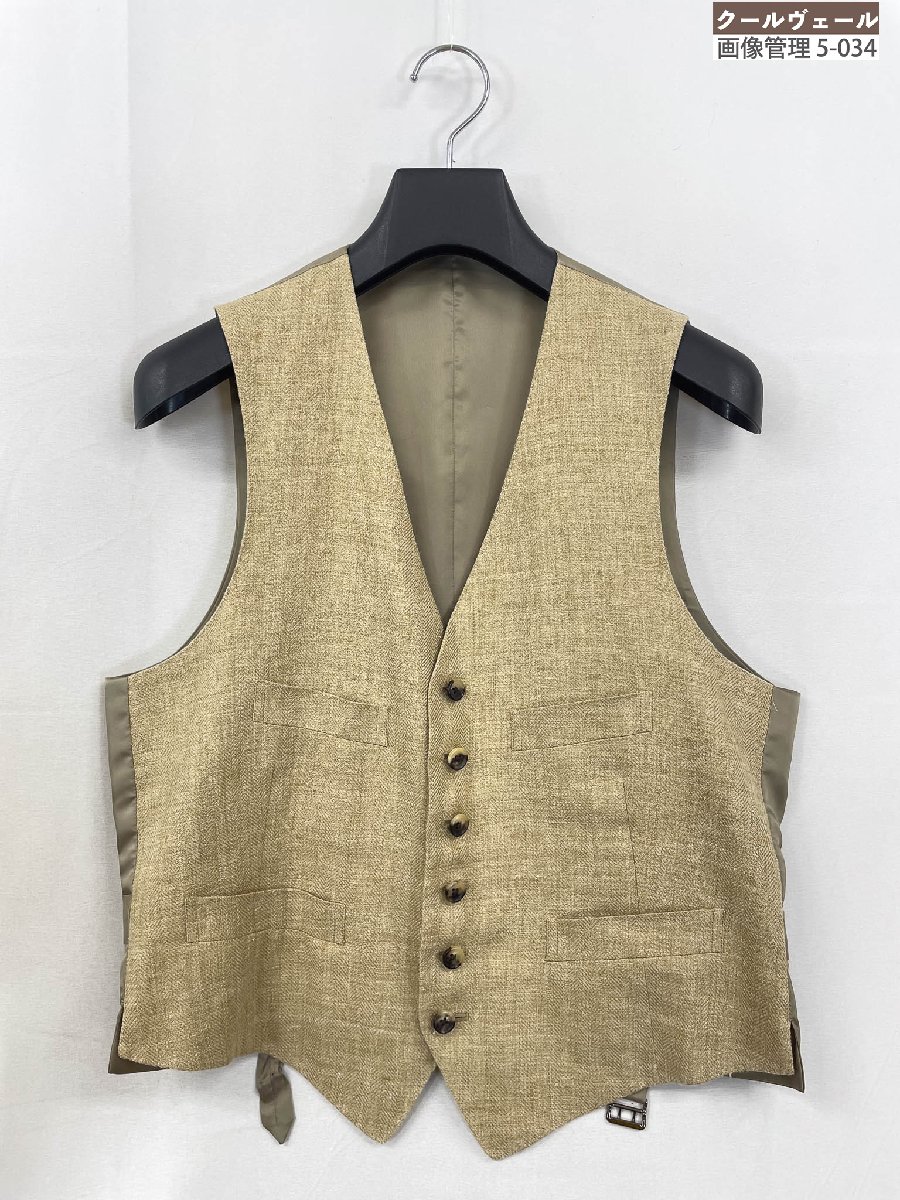 超美品【ポロラルフローレン POLO RALPH LAUREN】リネン×コットン ヘリンボーン ベスト ジレ (メンズ) sizeM相当 ベージュ系 ◇17MB...