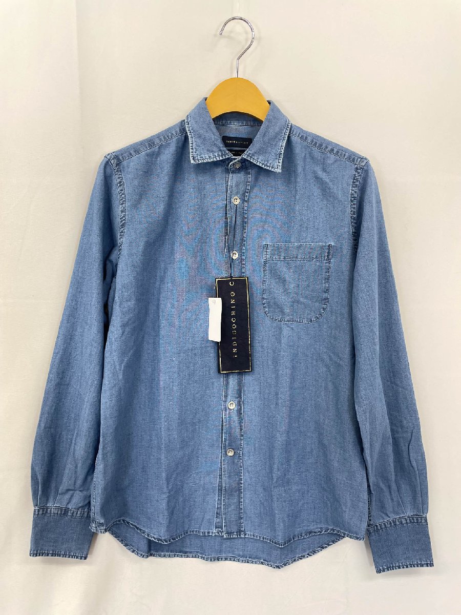 訳あり未使用【グランシャツ GLANSHIRT】INDIGO CHINO 5XFR00 G6662 810 定価40700円 シャンブレー調 長袖シャツ(メンズ...