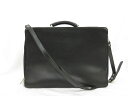 【アクアスキュータム Aquascutum】 レザー ブリーフケース 2WAYショルダーバッグ ビジネスバッグ (メンズ) ブラック □5MG2933□【中古】