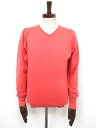 美品【JOHN SMEDLEY ジョンスメドレー】 コットン100% Vネック ニット (メンズ) sizeS オレンジ味のあるレッド □33MN5486□ 【...