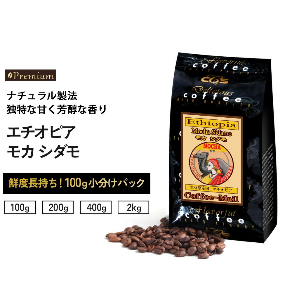 コーヒー豆 エチオピア モカ・シダモ 小袋包装100gパック （1袋/2袋/4袋/20袋） コーヒー 受注後焙煎 鮮度長持ち モカ エチオピアコーヒー ストレートコーヒー プレミアムコーヒー シーシーエスコーヒー／コーヒーメール