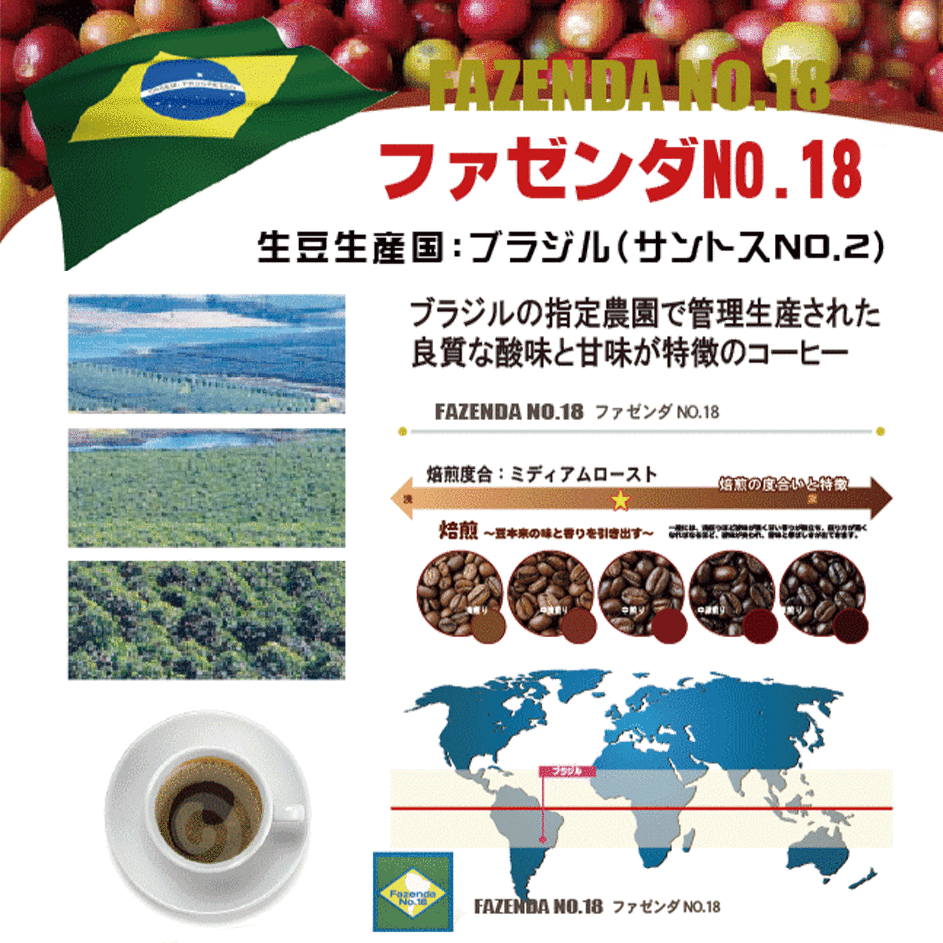 コーヒー豆 ブラジル ファゼンダNo.18 小袋包装100gパック（1袋/2袋/4袋/20袋） コーヒー 受注後焙煎 鮮度長持ち ブラジルコーヒー ストレートコーヒー プレミアムコーヒー シーシーエスコーヒー／コーヒーメール ギフト coffee-mail-10000128 煎りたて・小袋包装コーヒーメール サンプル画像3