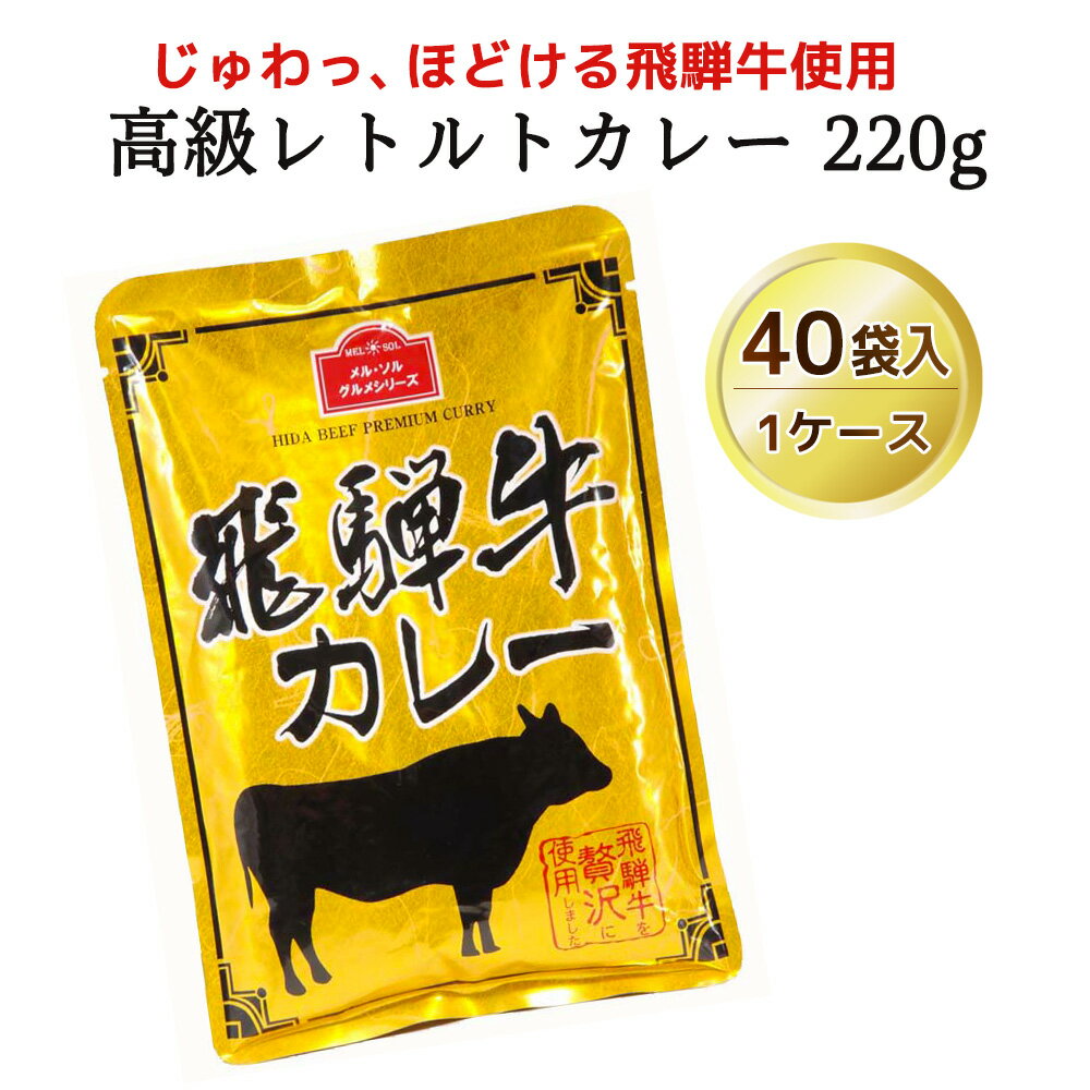 飛騨牛カレー220g(40袋入り・1ケース)/コーヒーメール 飛騨牛ギフト 保存食 非常食 備蓄食 景品 ノベルティ お祝い 記念品ギフト プチギフト お中元 お歳暮 母の日 父の日　【送料無料】【メルソル】 レトルト レトルトカレー