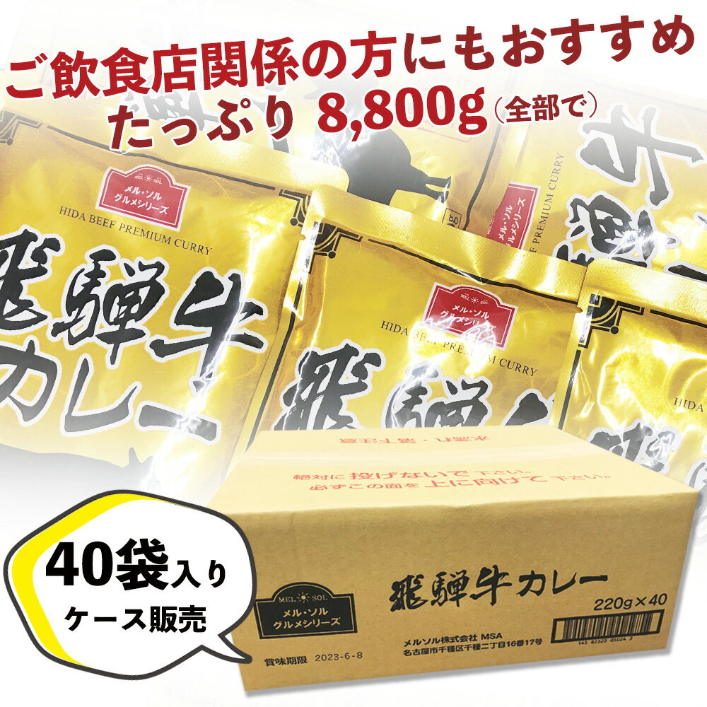 飛騨牛カレー220g(40袋入り・1ケース)/コーヒーメール 飛騨牛ギフト 保存食 非常食 備蓄食 景品 ノベルティ お祝い 記念品ギフト プチギフト お中元 お歳暮 母の日 父の日　【送料無料】【メルソル】 レトルト レトルトカレー