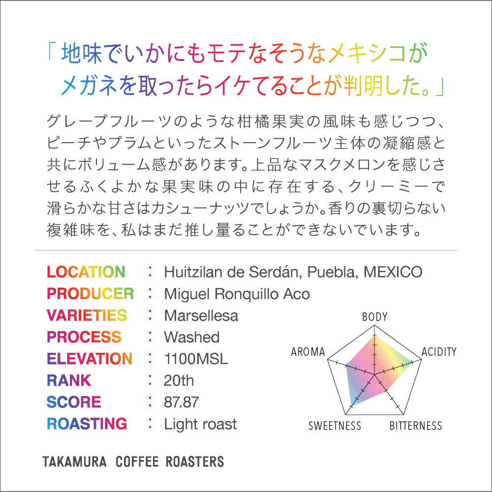 ●送料無料 1000g メキシコ オコテノ( COE202220th) Mexico Cup Of Excellence Ocoteno(カップ・オブ・エクセレンス)(COE)(スペシャルティ・コーヒー)(Specialty Coffee)[C] 3