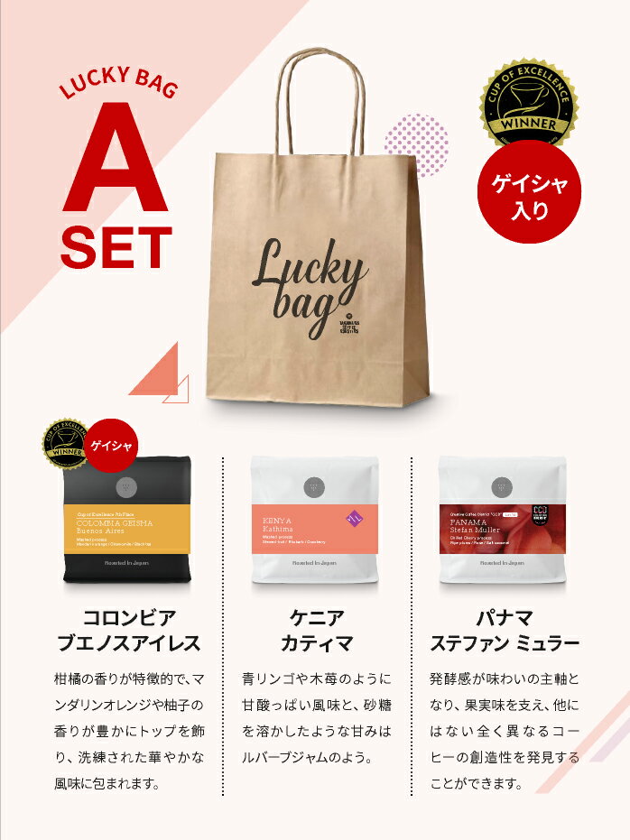 ●600g 新Lucky Bag A( 200g×3種類入り ) ラッキーバッグ コーヒー 福袋 C (スペシャルティ コーヒー)(Specialty Coffee) C