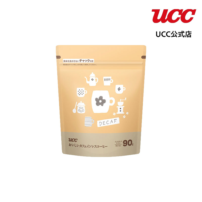 UCC おいしいカフェインレスコーヒー 袋 インスタントコーヒー 90gのサムネイル