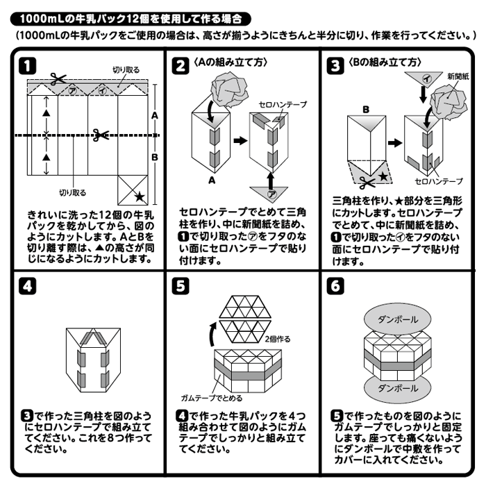楽天市場 P3倍 牛乳パックを組み立てて専用カバーに入れるだけ 牛乳パックチェアカバー500ml コジット 底面ファスナー付き 洗濯ok 牛乳パック 椅子 いす チェア 工作 小物入れ おもちゃ入れ おもちゃ箱 作り方説明書付 C アイデア Com