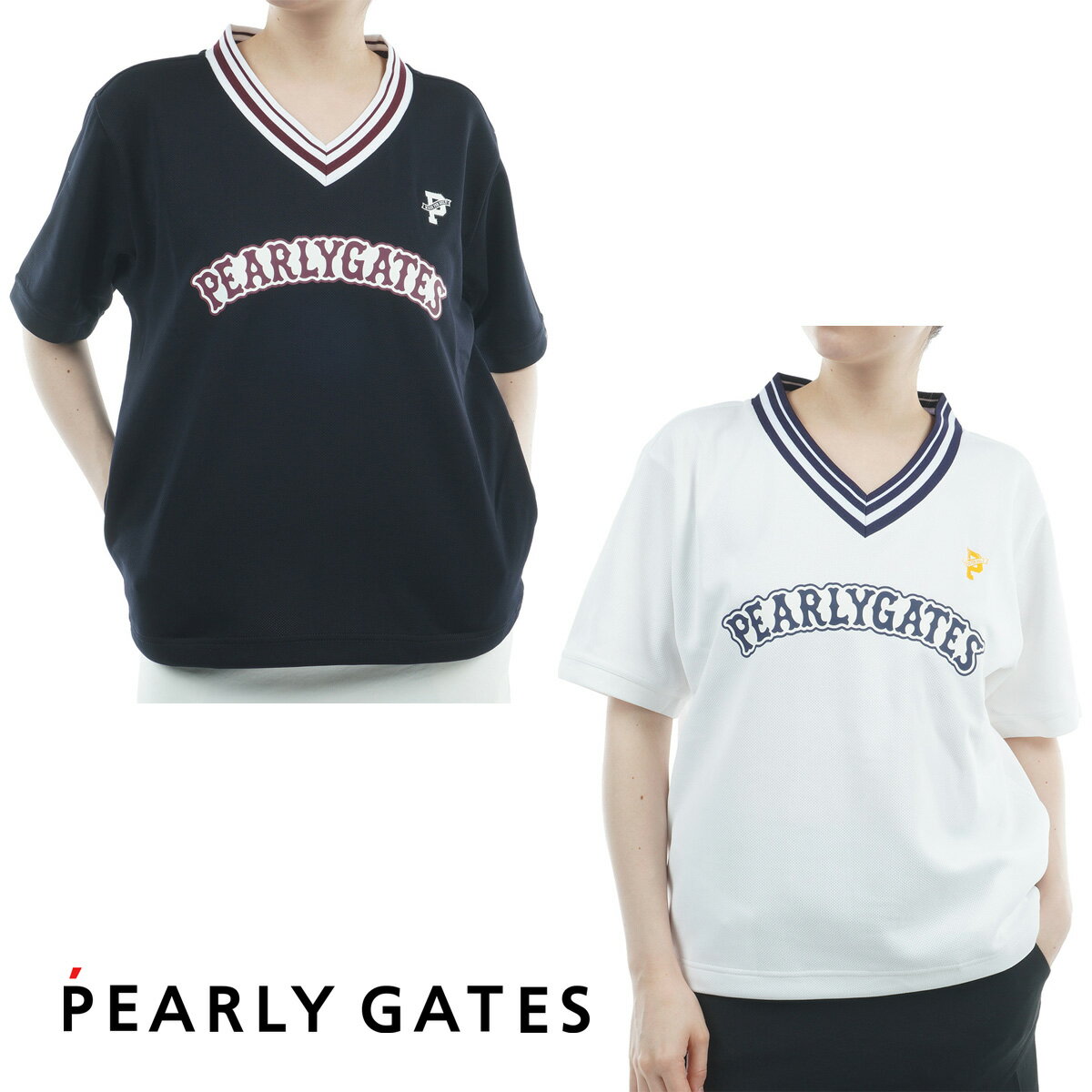 【月間MVP受賞】パーリーゲイツ レディース Vネック カットソー 高通気 半袖 ゴルフウエア PEARLY GATES 2025秋冬【送料無料】