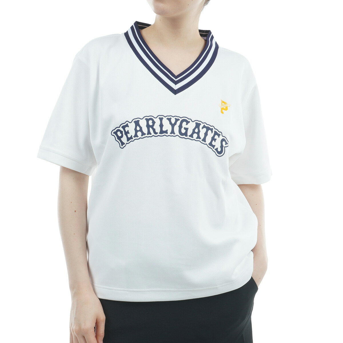 【月間MVP受賞】パーリーゲイツ レディース Vネック カットソー 高通気 半袖 ゴルフウエア PEARLY GATES 2025秋冬【送料無料】