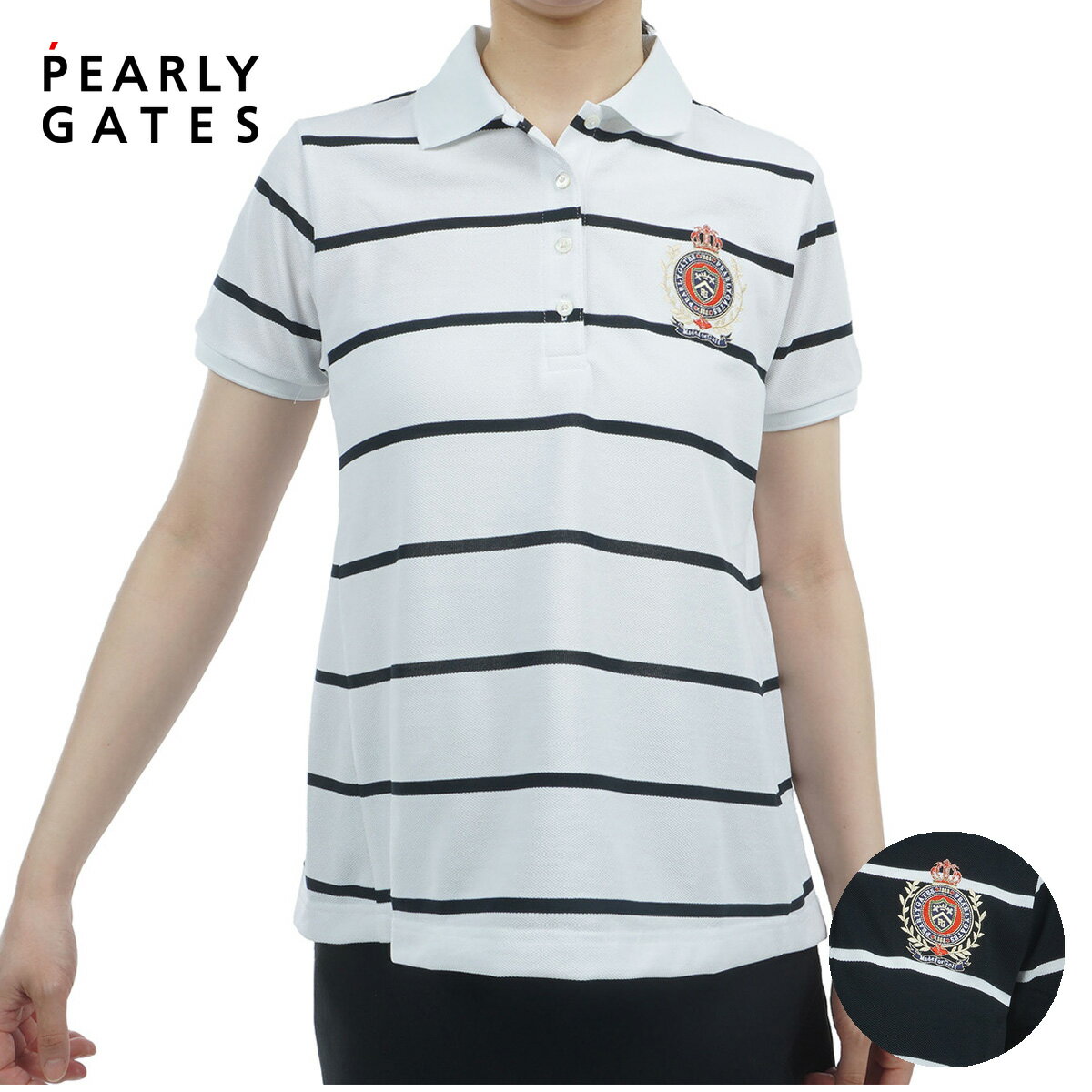 PEARLY GATES - 【月間MVP受賞】パーリーゲイツ レディース ボーダー 半袖 ポロシャツ ゴルフウエア PEARLY GATES 2026春夏【送料無料】