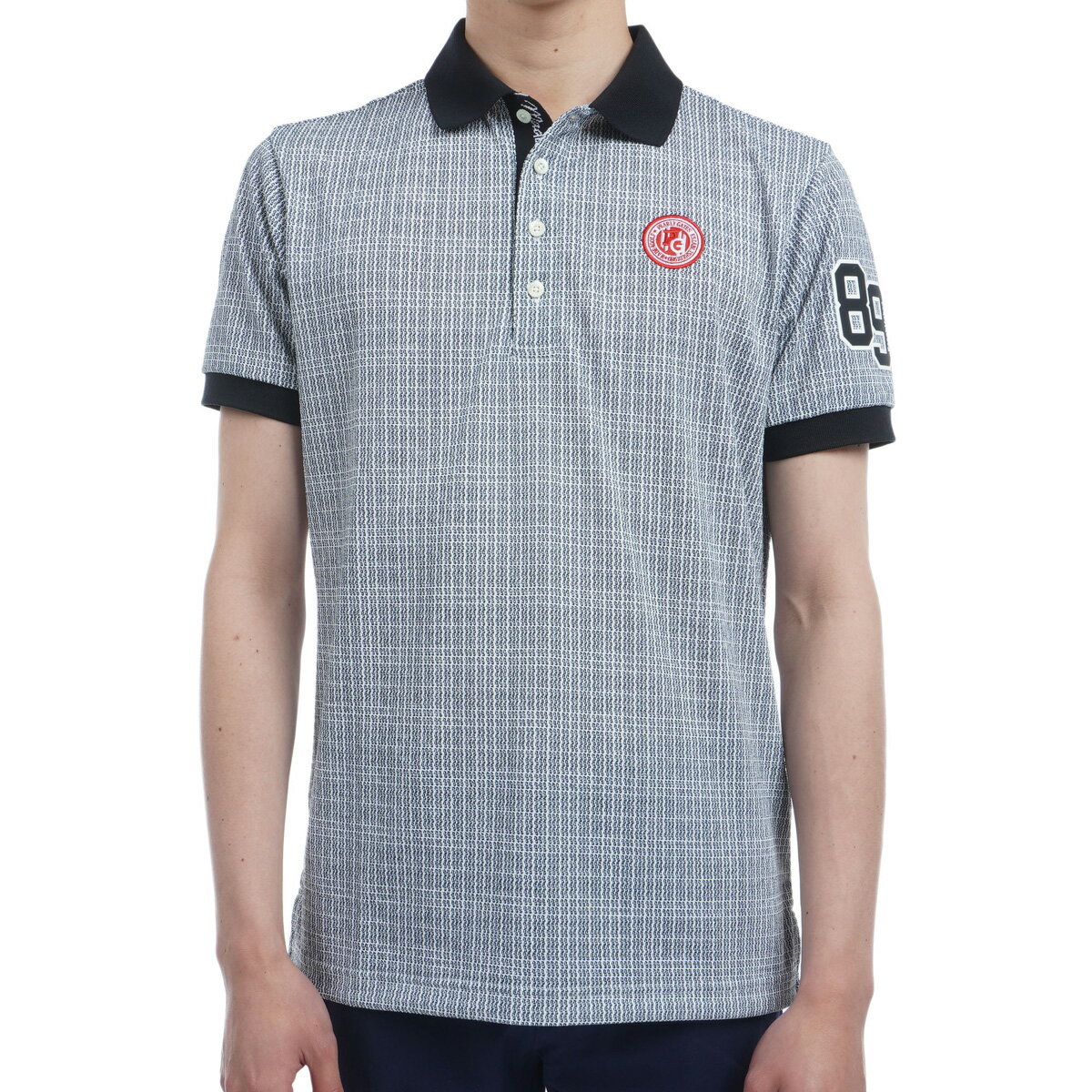 【30% OFF SALE】パーリーゲイツ メンズ ポロシャツ カノコボーダー 半袖 ロゴ総柄 吸水