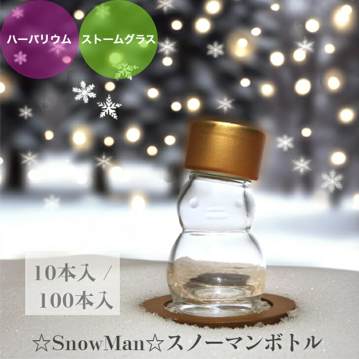 ハーバリウム 瓶 スノーマン SnowMan ガラス瓶 雪だるま ゆきだるま ボトル ガラス 25ml ストームグラ..
