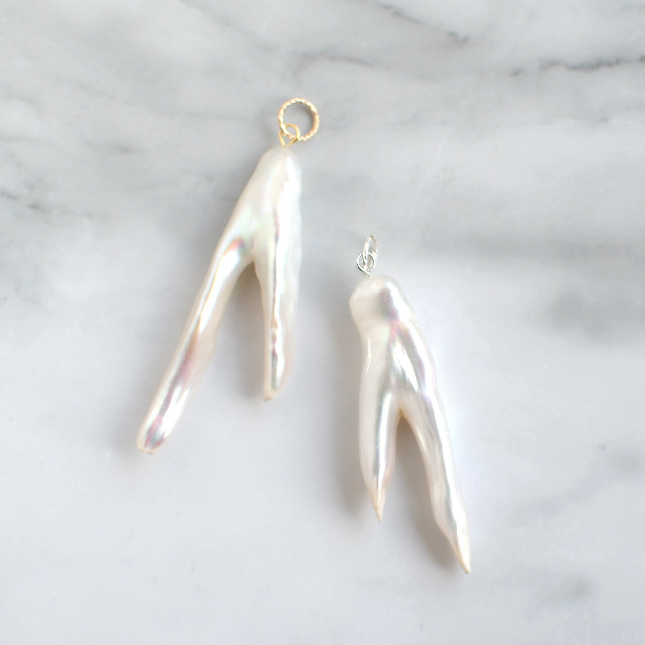 淡水パール ペンダントトップ レアバロック 縦ライン ツイストバチカン K14GF SV925 シンプル チェーン対応 レディース ギフト / pe-181