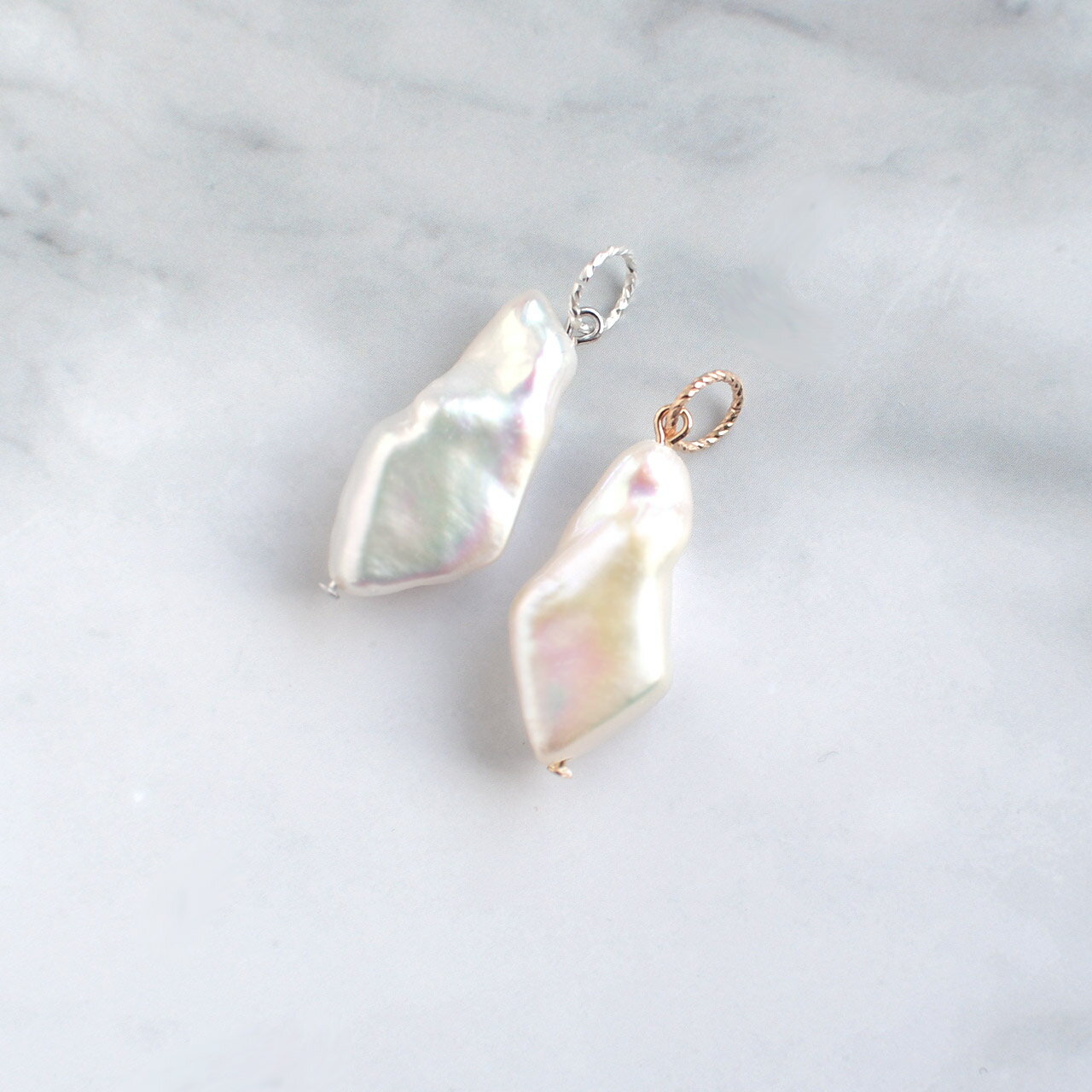 淡水パール ペンダントトップ レアバロック マーキスフォルム ツイストバチカン K14GF SV925 チェーン対応 レディース ギフト / pe-182