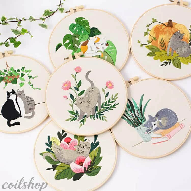 【2点500円クーポン】刺繍キット ハンドメイド 刺・工具 パンチニードル ネコ柄 手...