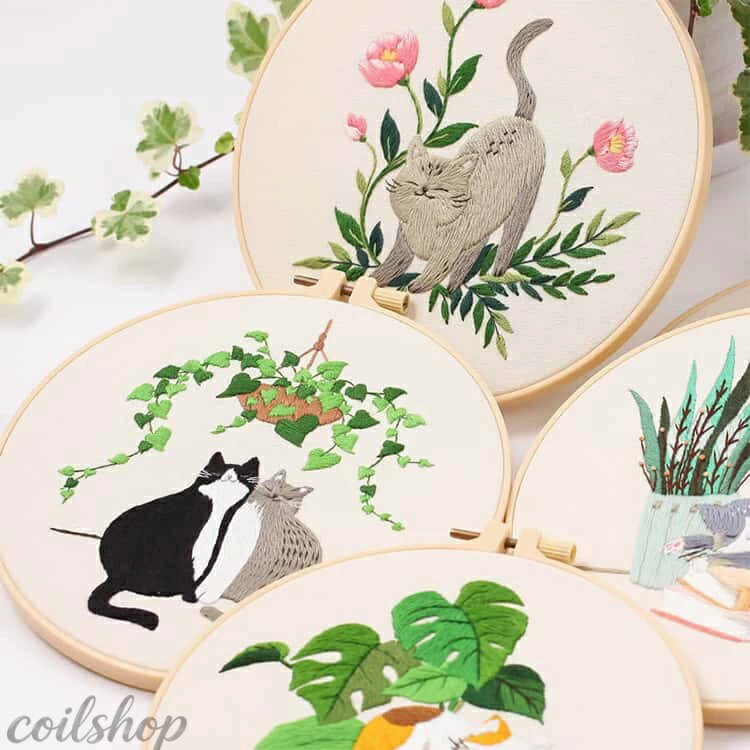 【2点500円クーポン】刺繍キット ハンドメイド 刺・工具 パンチニードル ネコ柄 手...