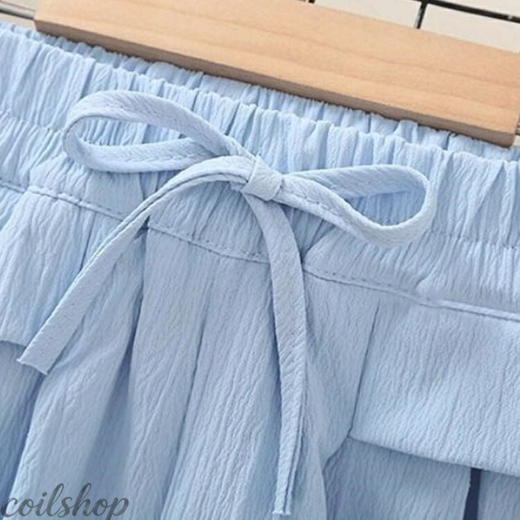 ガウチョ パンツ 子供服 キッズ 女の子 ガールズ ワイドパンツ 無地 ストレッチ や...
