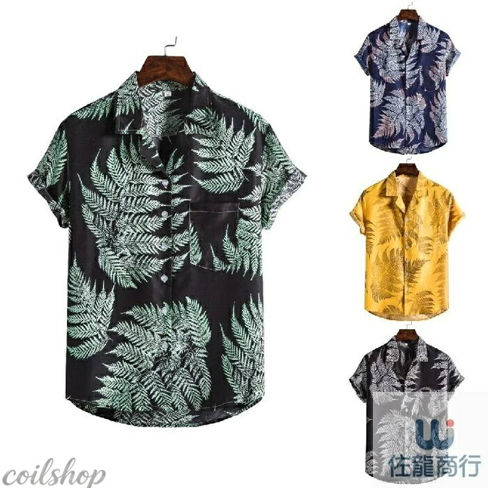 【2点500円クーポン】『即納』4色 アロハシャツ メンズ 夏物　夏シャツ　トップス　花柄 半袖シャツ 開襟シャツ 旅行 ビーチ お洒落 メンズシャツ 立ち襟 旅行 ハワイ/グアム